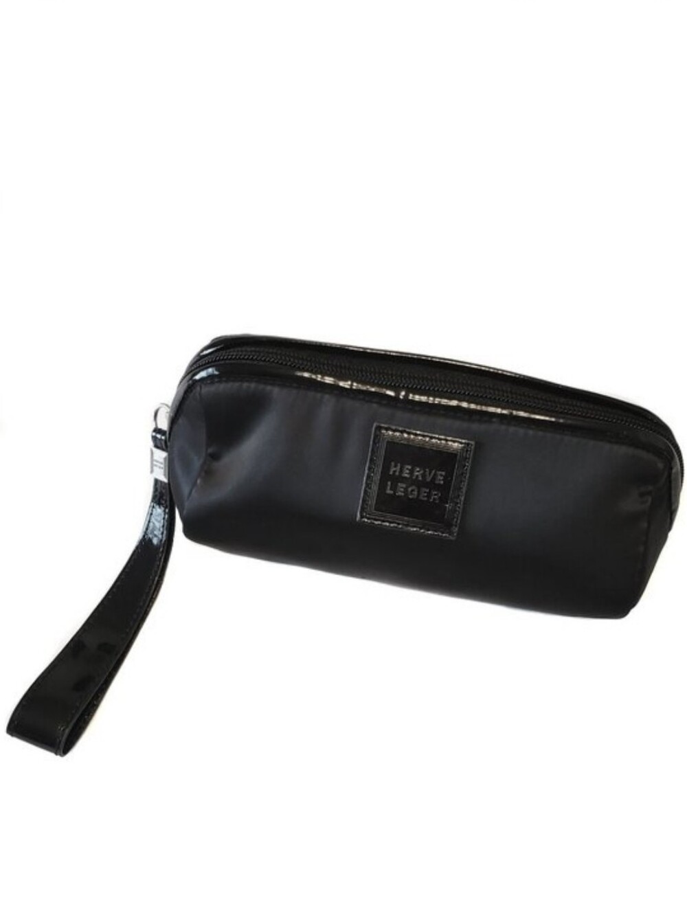 Herve Leger Satin Cosmetic Clutch Wristlet Bag